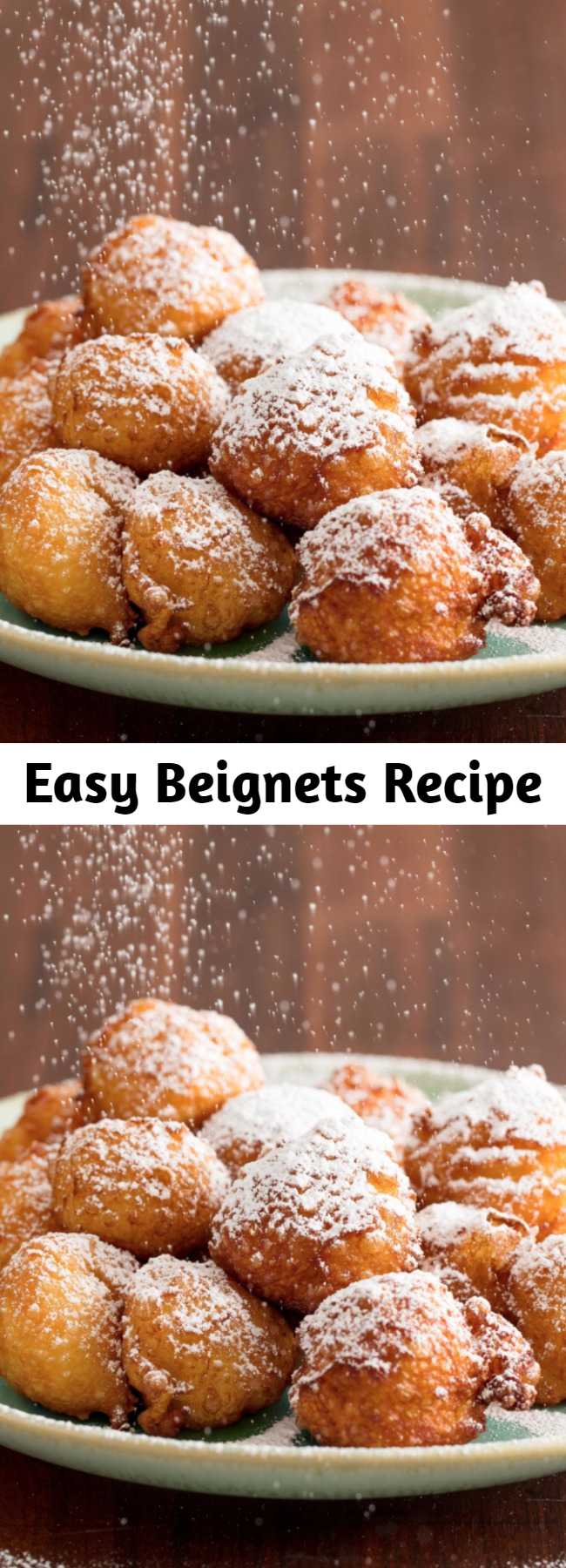 Easy Beignets Recipe - You've probably heard of beignets before because of the long lines that they draw in New Orleans. The pillow-like fried treats covered in powdered sugar are worth the trip to New Orleans alone. This easy recipe let's you skip the lines and have them at home. They have a simple batter that fries up in just a few minutes. What could be better? #easy #recipe #beignets #neworleans #cafedumonde #fry #vanilla #fried