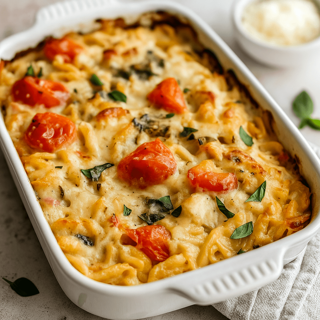 Cheesy and creamy Orzo Tuscan Chicken bake fresh from the oven, perfect Orzo Pasta Casserole with tender chicken, ideal Orzo Baked Chicken and Chicken Orzo Pasta Bake for a comforting family meal, easy Easy Dinner Recipes Oven Bake, delicious Orzo Chicken Bake Recipes and Orzo Pasta Recipes Chicken, Tuscan style Tuscan Chicken With Orzo and Tuscan Chicken And Orzo Recipes.