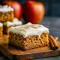 Close-up of gooey Maple Apple Desserts blondies with Cream Cheese Blondies Recipe frosting, perfect Fall Theme Recipes treat, a Call Dessert for Fall Blondies Recipe lovers, part of Best Fall Deserts and Unique Fall Dessert Recipes, ideal Fall Recipes With Apples and Fall Bake Recipes.
