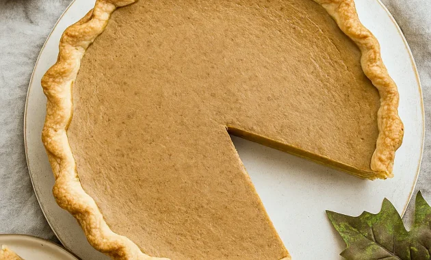 Creamy white pumpkin pie baked in a golden flaky crust, perfect for Fall Baking and holiday gatherings — the ultimate Pumpkin Dessert for cozy Holiday Baking vibes.
