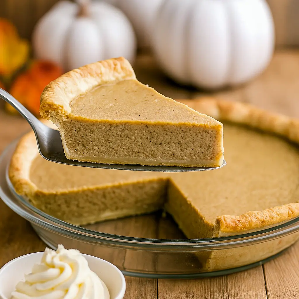 Creamy white pumpkin pie baked in a golden flaky crust, perfect for Fall Baking and holiday gatherings — the ultimate Pumpkin Dessert for cozy Holiday Baking vibes.