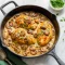 Golden brown chicken simmered in creamy mushroom wine sauce in a skillet – the perfect Chicken And Mushrooms In Wine Sauce Recipe for weeknights, fancy Dishes For Dinner Party, or special occasions.