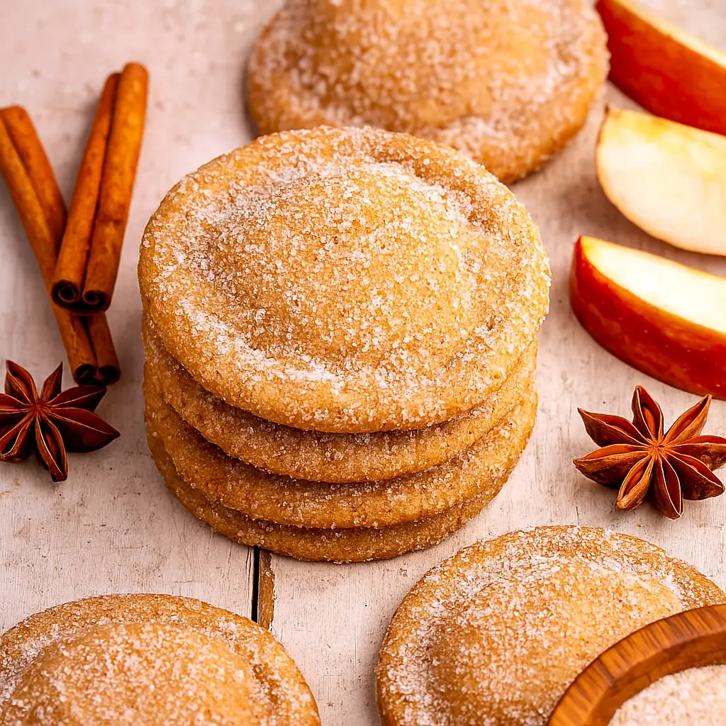 A batch of chewy Apple Cider Cheesecake Cookies filled with creamy cheesecake, brushed with butter, and dusted in spiced sugar — the ultimate Fall Festive Food and one of the Best Fall Cookie Recipes for cozy baking.