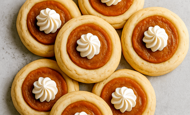 Soft Pumpkin Pie Cookies made with buttery Pumpkin Sugar Cookies, filled with creamy pumpkin pie filling, perfect for Thanksgiving Desserts Easy, cozy Fall Baking Recipes, or Thanksgiving Cookies dessert trays. The best Pumpkin Recipes Dessert for your Fall Cooking plans and a fun twist on classic Thanksgiving Desserts for anyone who loves Pumpkin Cookies.