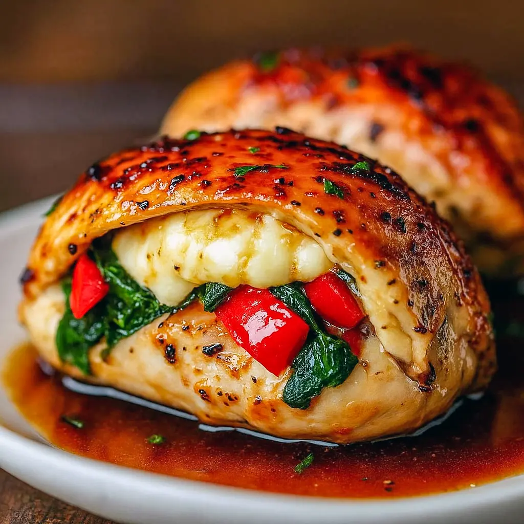Juicy Red Pepper Stuffed Chicken baked in the oven, perfect for Healthy Dinner Recipes With Peppers, an elegant Dinner Recipes Elegant dish with sweet roasted peppers, ideal Dinner Recipes Bell Peppers for Red Dinner Ideas, Dinners That Impress, Roasted Pepper Chicken, Stuffed Chicken Breast Oven, and High End Dinner Ideas.