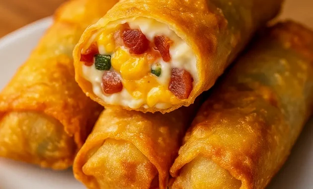 Golden crispy Roll Appetizers stuffed with jalapeño and cheese, perfect Yummy Party Appetizers and Things You Can Make With Egg Roll Wrappers. Fun Yummy Finger Food Ideas for Finger Food Meals Dinners, ideal for Appetizer And Dessert Party, Egg Roll Ideas Appetizers, Cowboy Egg Rolls, and tasty Appetizer Recipes Jalapeno.
