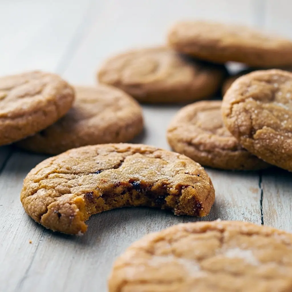A stack of soft, gluten-free pumpkin cookies dusted with cinnamon on a rustic plate, styled for fall, Best Gluten Free Fall Desserts.