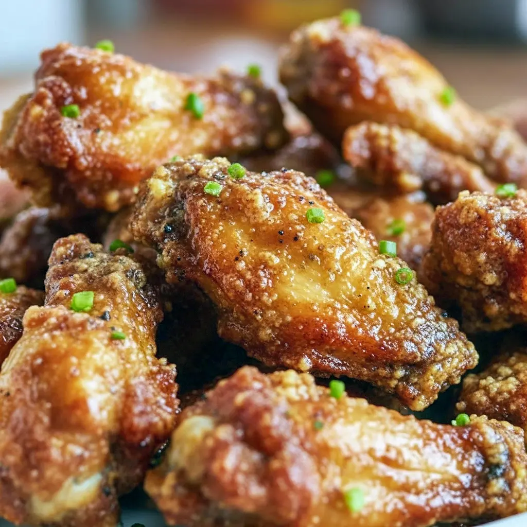 Golden, buttery Cowboy Butter chicken wings piled on a platter, sprinkled with parsley and served with dipping sauces — perfect savory game-day finger food.
