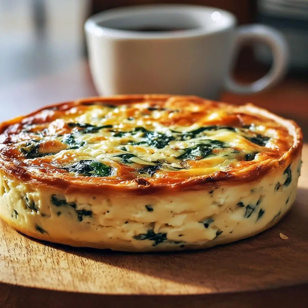 Slice of golden Crustless Quiche made with cottage cheese and spinach on a white plate, styled for a Gourmet Breakfast spread; perfect example of Quiche Recipes Easy, Quiche Recipes Crustless, and other Quiche Recipes or Breakfast Brunch Recipes and a tasty entry in Cottage Cheese Recipes and Breakfast Recipes Casserole, great for Health Dinner Recipes.