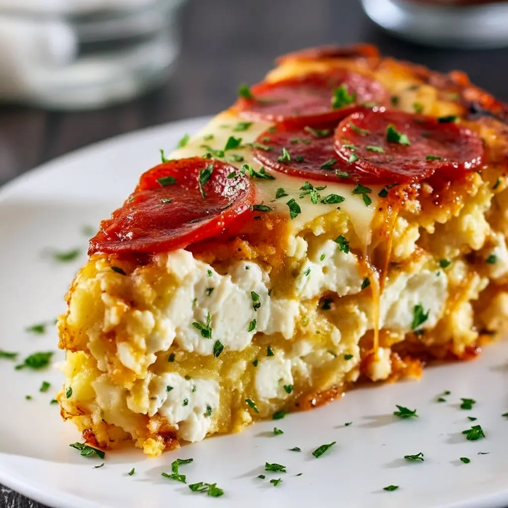 Golden, cheesy pizza-style cottage cheese bake topped with melted mozzarella and pepperoni.