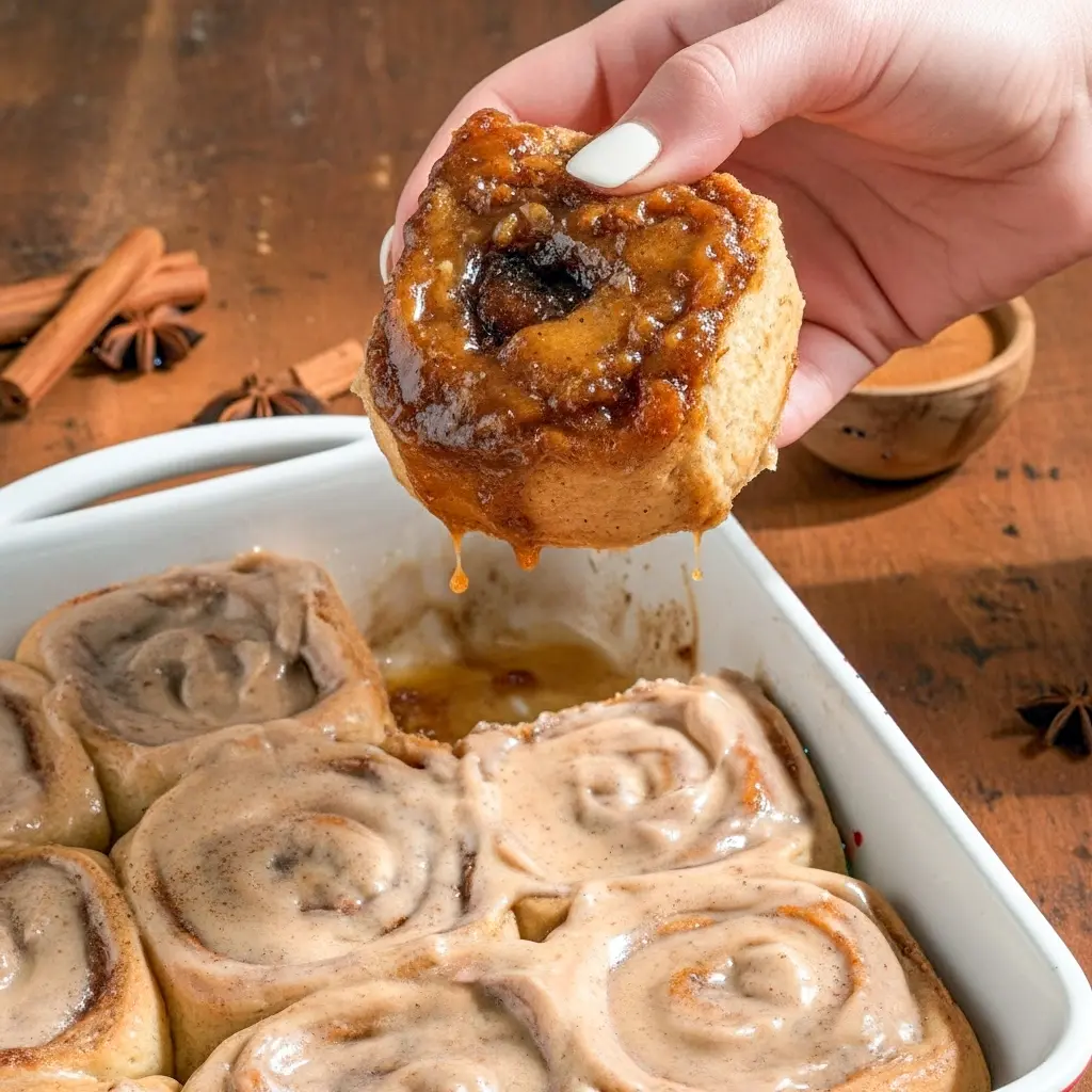 Golden chai cinnamon rolls arranged in a pan, gooey brown-sugar chai caramel at the base, topped with chai cream cheese frosting — a cozy Chai Cinnamon Rolls Recipe perfect for September Dessert Recipes and Personal Sized Desserts, with a salted finish for Desserts With Salt, featured in Rolled Food Ideas, a classic Dessert With Yeast, part of Fancy But Easy Recipes, worthy of Bake Off Winning Recipes, and inspired by Recipes With Chai.