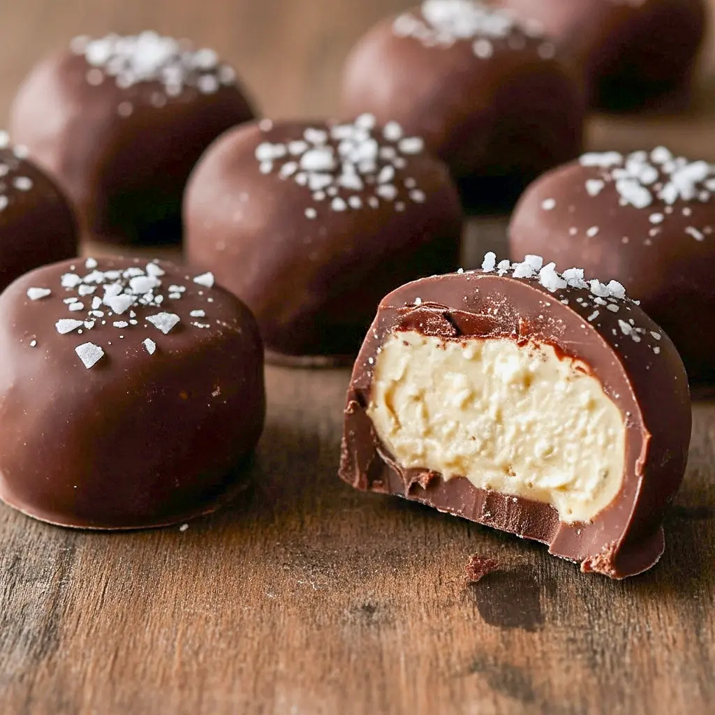 Close-up of chocolate-dipped Frozen Yogurt Peanut Butter Chocolate rounds on parchment with glossy shells and creamy centers — a simple Plain Greek Yogurt Recipes idea for bite-sized Greek Yogurt Bites.