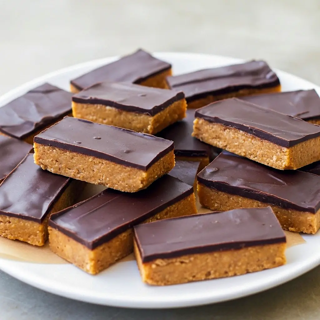 Stack of chocolate-drizzled bars on parchment, a visual guide to How To Make No Bake Protein Bars and a great example of Protein Bars Homemade Healthy No Bake; close-up shows one Protein Bar cut to reveal texture — ideal for bookmarking under Protein Bar Recipes.