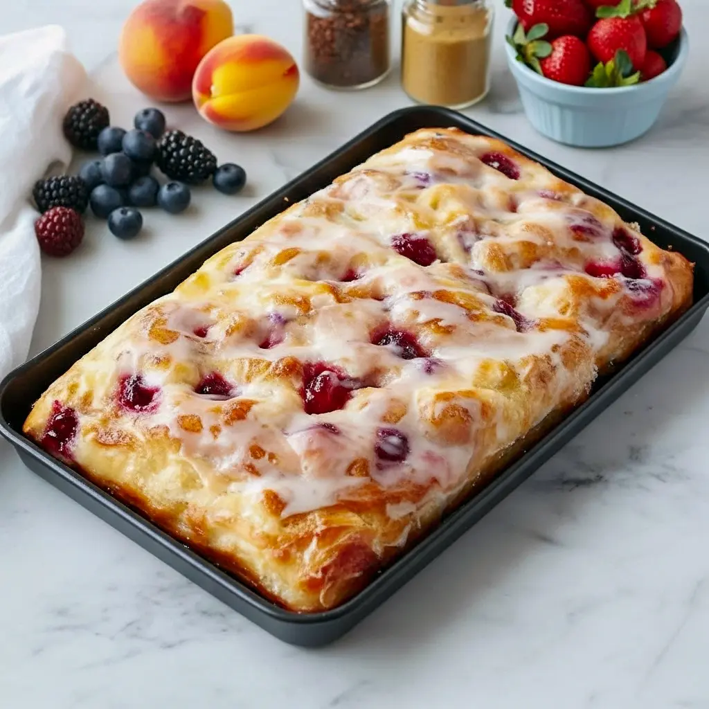 Warm, golden jam-filled focaccia squares with a shiny sugar glaze, styled on a board — a photo of a Jam Donut Focaccia that fits right into Brunch Bread Ideas, Sweet Focaccia Bread Recipes, and the Apple Fritter Focaccia Recipe family; a fruity Fruit Focaccia Bread perfect for Focaccia Bread Breakfast, listed among Sweet Foccacia Recipes as ideal Breakfast Focaccia Bread and a must-try Focaccia Jam Donut.