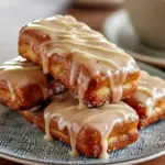 Close-up of golden rectangular maple bars cooling on a wire rack, thick glaze pooling on top and tender crumb showing — homemade Baked Maple Bars that are a win for Yeast Baking Recipes and a weekend twist on a classic Parlor Donuts Recipe.