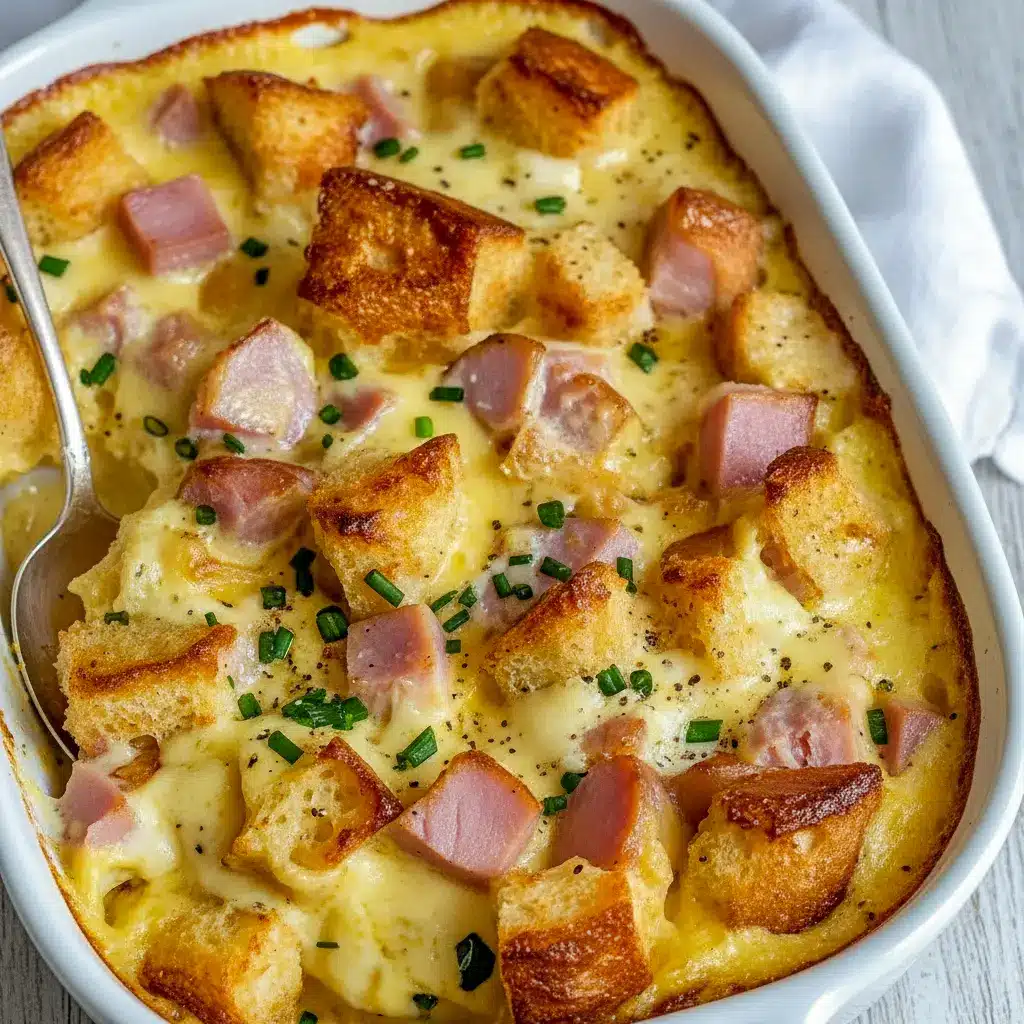 Golden baked Eggs Benedict Casserole topped with creamy hollandaise sauce, the perfect Best Breakfast Ideas For A Crowd and elegant Summer Brunch Dish for family gatherings or weekend mornings.