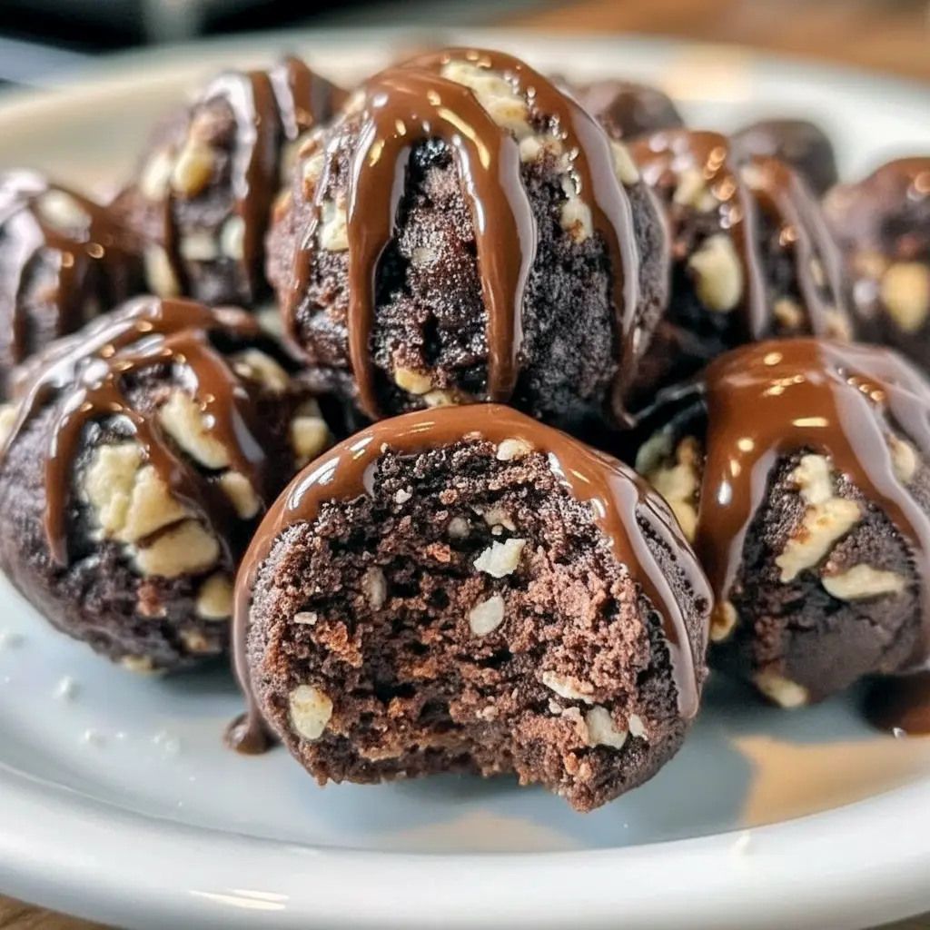 Close-up of chilled Cottage Cheese Brownie Bites — chocolatey, bite-size orbs made from a No Bake Cottage Cheese Brownie Batter Protein mix; a tasty No Bake Healthy Snacks option that also works as Cottage Cheese Protein Bars or Cottage Cheese Brownie Batter Bites, great for Cottage Cheese Brownie Bites Keto plans and inspired by simple Cottage Cheese And Cocoa Recipes.