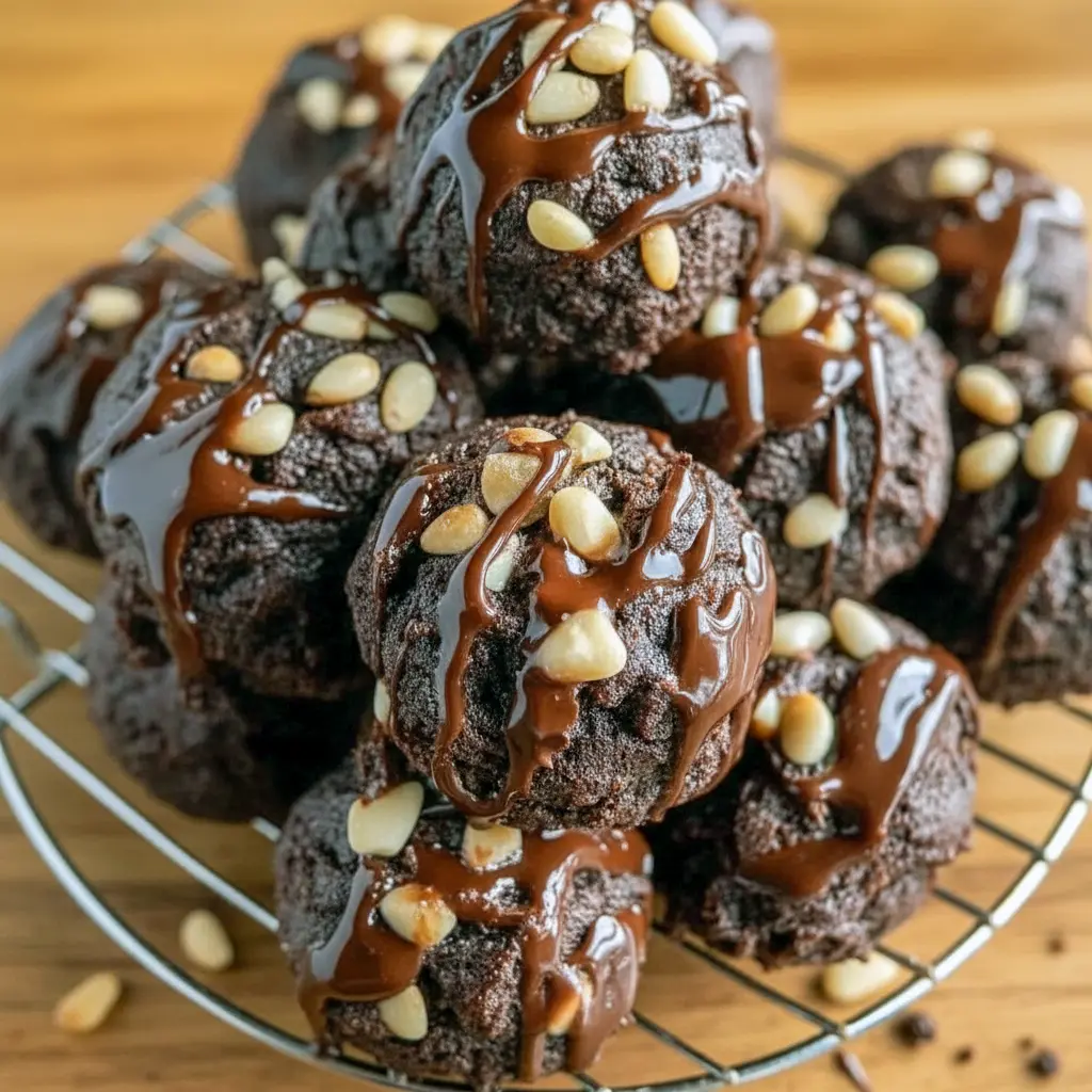 Close-up of chilled Cottage Cheese Brownie Bites — chocolatey, bite-size orbs made from a No Bake Cottage Cheese Brownie Batter Protein mix; a tasty No Bake Healthy Snacks option that also works as Cottage Cheese Protein Bars or Cottage Cheese Brownie Batter Bites, great for Cottage Cheese Brownie Bites Keto plans and inspired by simple Cottage Cheese And Cocoa Recipes.