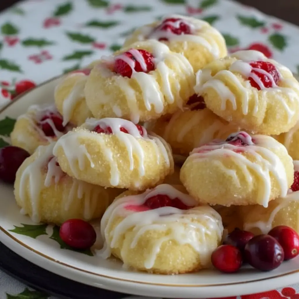 Close-up of a glazed lemon cranberry cookie on a baking sheet, a festive example of Christmas Baking Cookies that belongs in top Cranberry Cookies Recipes and easy Christmas Baking Recipes. Perfect for Cranberry Cookies platters or Xmas Cookies exchanges, this jewel-toned sweet is one of my go-to Cranberry Recipes for holiday Christmas Cooking and a delightful Lemon Cookies bite.