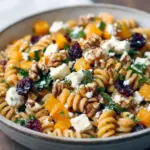 Autumn pasta salad with roasted butternut squash, Brussels sprouts, cranberries and feta — ideal Friendsgiving Dinner Food Ideas, great for Easy Potluck Dishes Vegetarian, a classic Harvest Side Dishes, fits Fall Dishes Dinners Easy, works for Easy Fall Dishes For Parties, perfect as Cold Dinners On The Go, a top Fall Dish To Pass Ideas, in many Recipes For Dinner Fall, and a tasty Side Dishes For Fall Party.