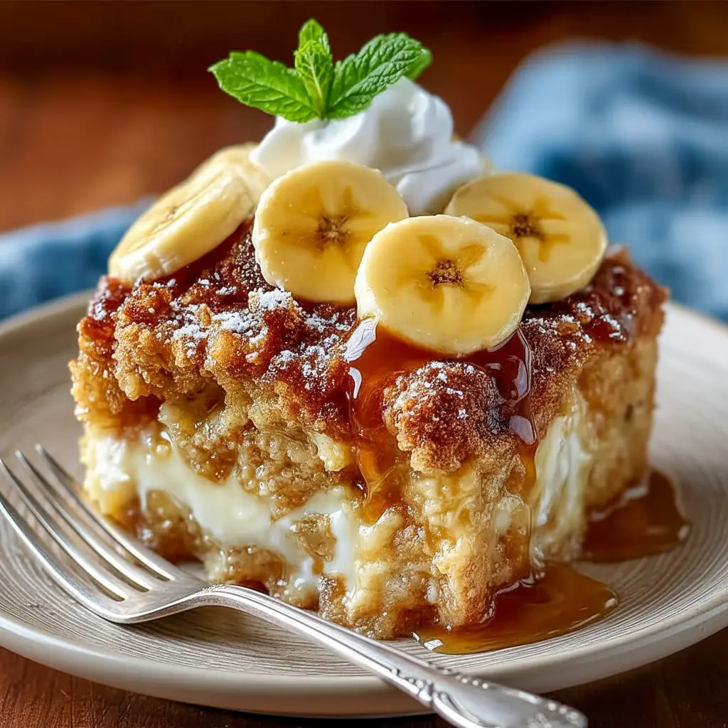 A warm Southern banana cobbler fresh from the oven with a golden topping and caramelized bananas, styled as a cozy Banana Dessert perfect for fall baking.