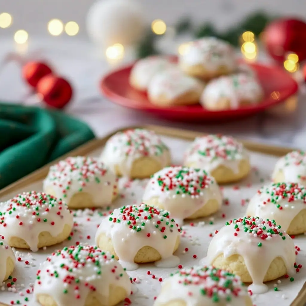 Platter of glazed cookies ready to gift — great for Large Batch Christmas Cookies, a festive take on Soft Batch Christmas M&m Cookies, labeled Italian Cookies Christmas and perfect as Christmas Cookies Italian, Easy Italian Christmas Cookies.