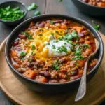 Bowl of pumpkin sausage chili topped with cheddar, sour cream, avocado and pepitas — perfect for fall. Halloween Dinner Ideas Healthy Alternative Chili Recipes Pumpkin Fresh Recipes Pumpkin Thanksgiving Recipes Chili Toppings Ideas Halloween Recipes Vegetarian Festive Fall Food Chilly Night Dinner Ideas Foods That Go With Chili