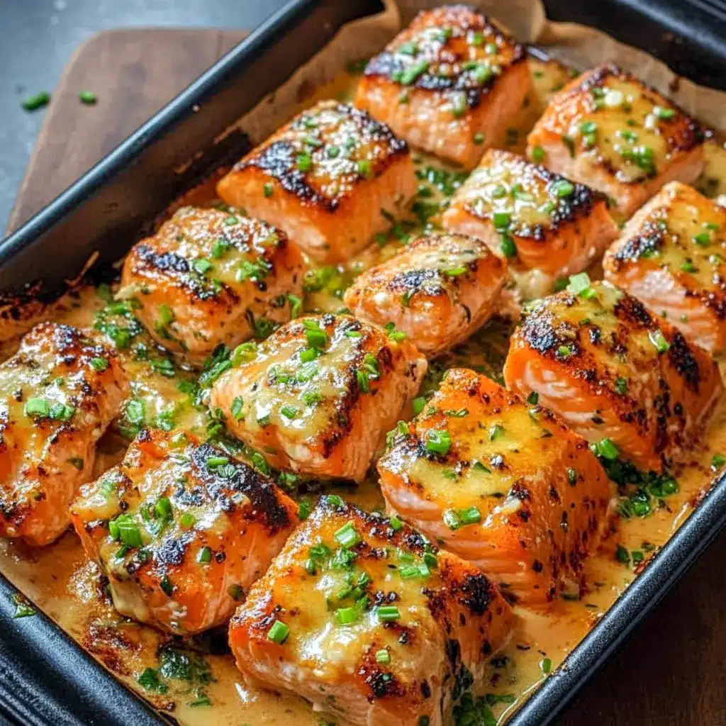 Close-up of a glazed Bang Bang Salmon fillet drizzled with spicy cream sauce, sprinkled with sesame seeds and green onions, served with rice — a hearty Fish Dinner, elegant Salmon Dishes, and a smart Recette Santé option, Salmon Recipes Baked Healthy.