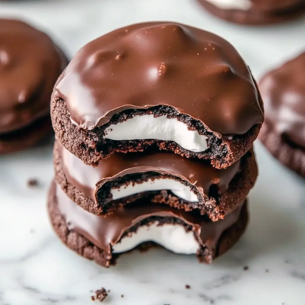 Chocolate Covered Marshmallow Cookie Recipe — close-up of fudgy cookies with pillowy marshmallow centers and a shiny chocolate drizzle. A festive pick for Christmas Candy And Cookie Recipes, these Christmas Cookies Marshmallow doubles as cozy Marshmallow Christmas Cookies and classic Christmas Cookies With Marshmallows. They read like Chocolate Fudge Marshmallow Cookies with an elegant Gourmet Christmas Cookies look — perfect Chocolate Marshmallow Christmas Cookies and dreamy Chocolate Cookies With Marshmallows.