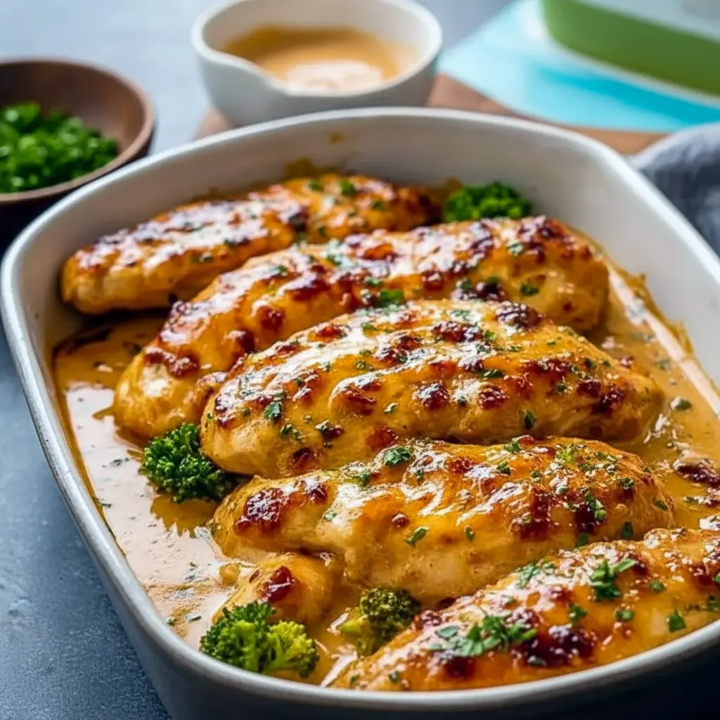 Bang Bang Chicken glazed in a glossy sweet-chili cream sauce, garnished with sliced green onions and served over jasmine rice.