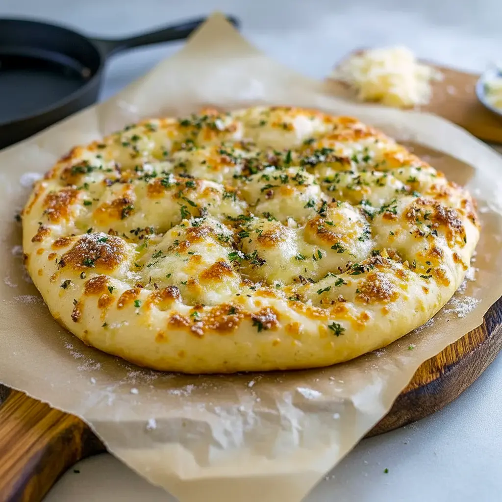 Close-up of golden garlic-Parmesan focaccia dotted with rosemary and flaky salt — showcases Foccacia Bread Flavors, quick Recipes With Foccacia Bread, and ideas for Different Types Of Foccacia Bread, Focaccia Bread Flavors.