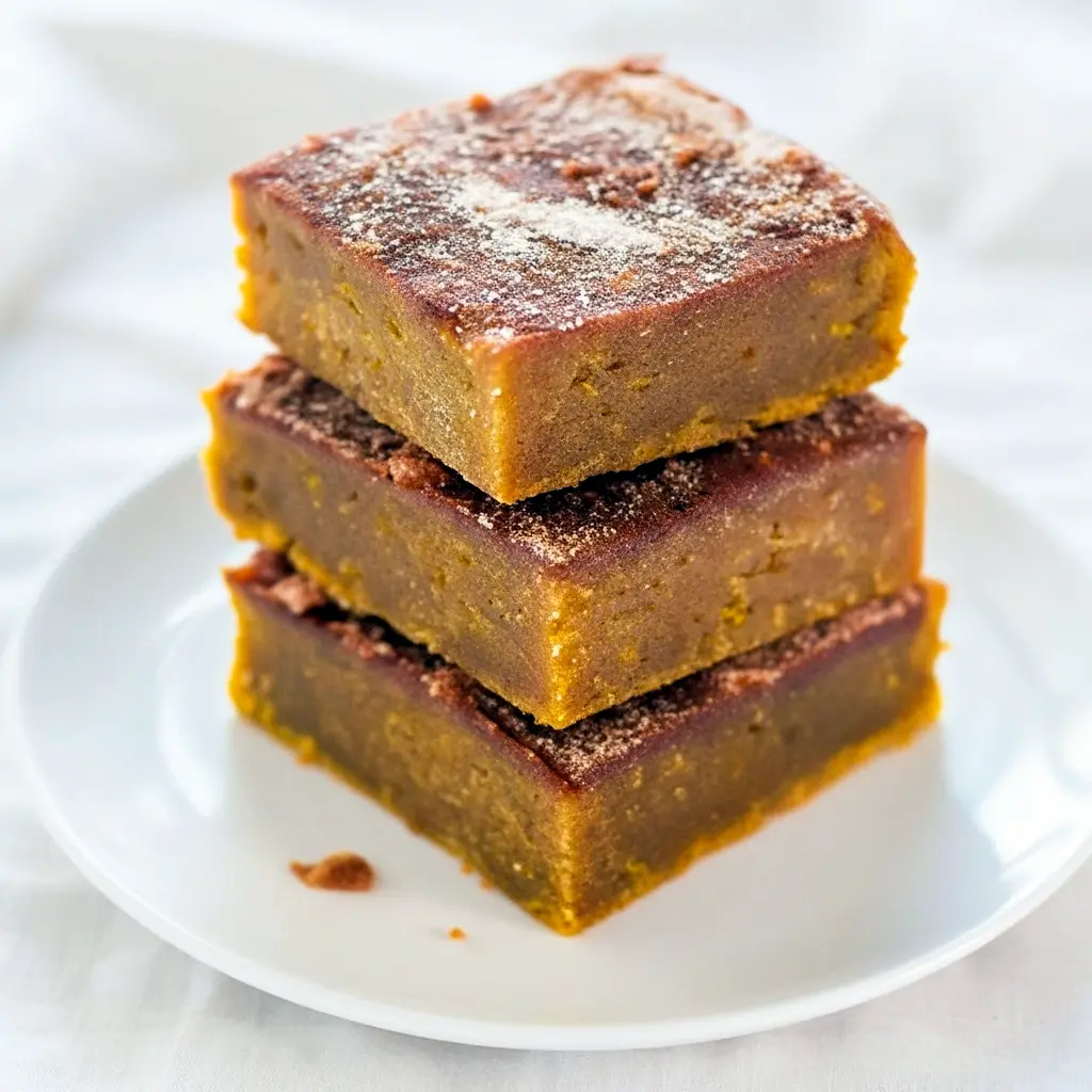Snickerdoodle Blondies Recipe squares on a wooden board, cinnamon-sugar crust and pumpkin-hued interior visible, styled for a cozy Thanksgiving Desserts spread.