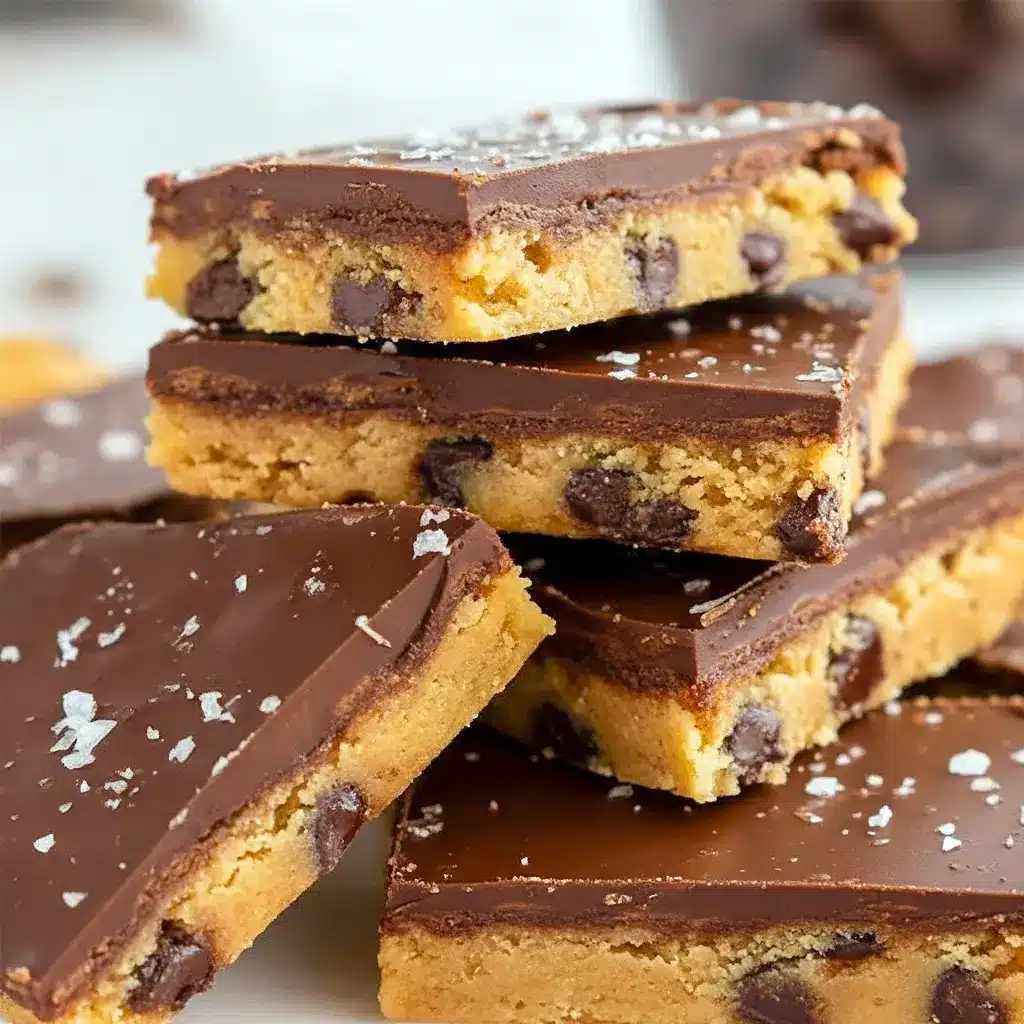 Close-up of Gluten Free Cookie Dough Bark pieces with glossy chocolate and flaky salt — a chewy, crunchy Non-dairy Cookie Dough Dessert that’s also a Dairy Free Sugar Free Dessert and fits Healthy Desserts Low Carb snack goals, Easy Gluten Free Vegan Dessert.