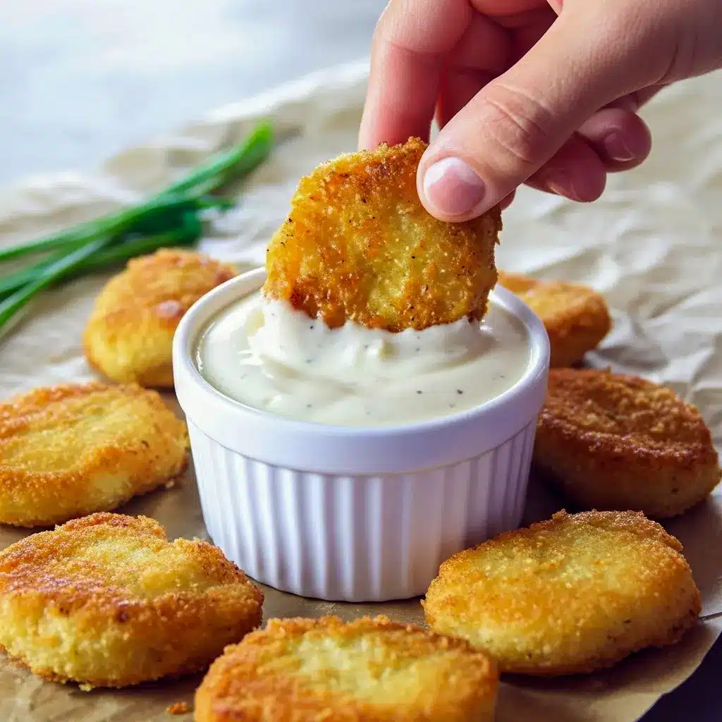 Golden quinoa-coated chicken nuggets stacked on a plate with a small bowl of dipping sauce and carrot sticks on the side, Quinoa Chicken Nuggets.