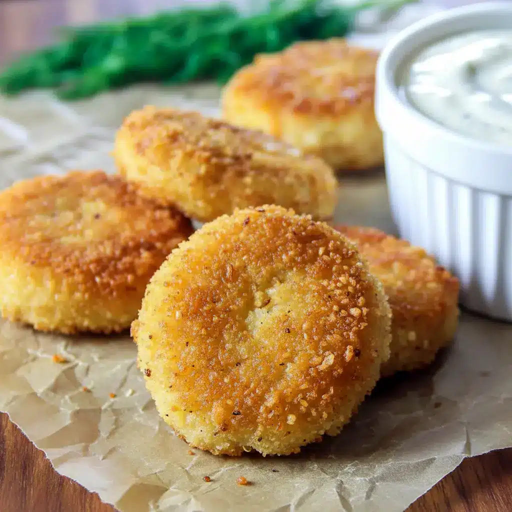 Golden quinoa-coated chicken nuggets stacked on a plate with a small bowl of dipping sauce and carrot sticks on the side, Quinoa Chicken Nuggets.