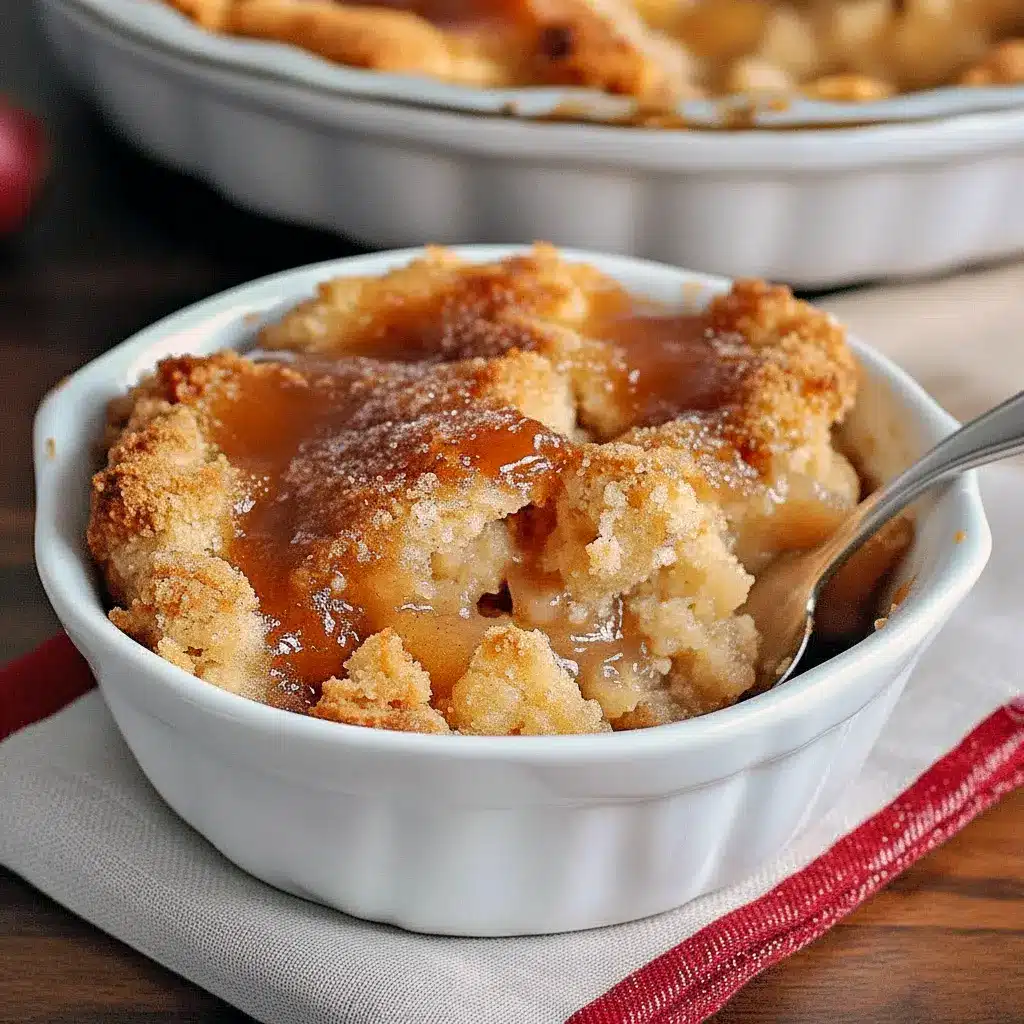 Close-up of a golden snickerdoodle cobbler square dusted with powdered sugar, the inside gooey and cinnamon-speckled, served on a white plate with a melting scoop of vanilla ice cream and a cinnamon sprinkle, Snickerdoodle Casserole.