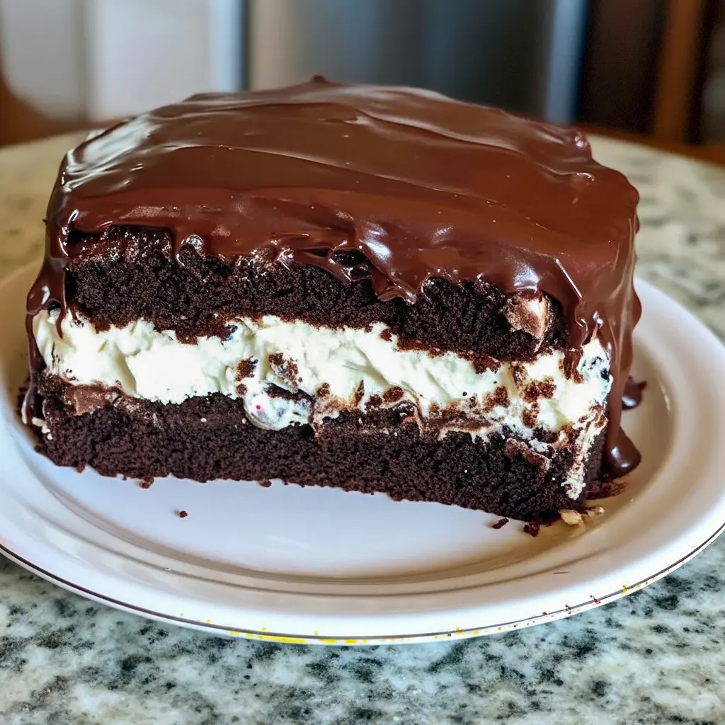 Sliced Ding Dong Cake showing moist chocolate layers and a fluffy cream filling — a classic Cakes With Filling look.