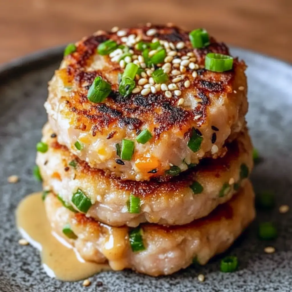 Close-up of golden tuna cakes topped with creamy sriracha-lime mayo and sliced scallions — a tasty example of Spicy Tuna Recipe Ideas and a crunchy Canned Tuna Appetizer.
