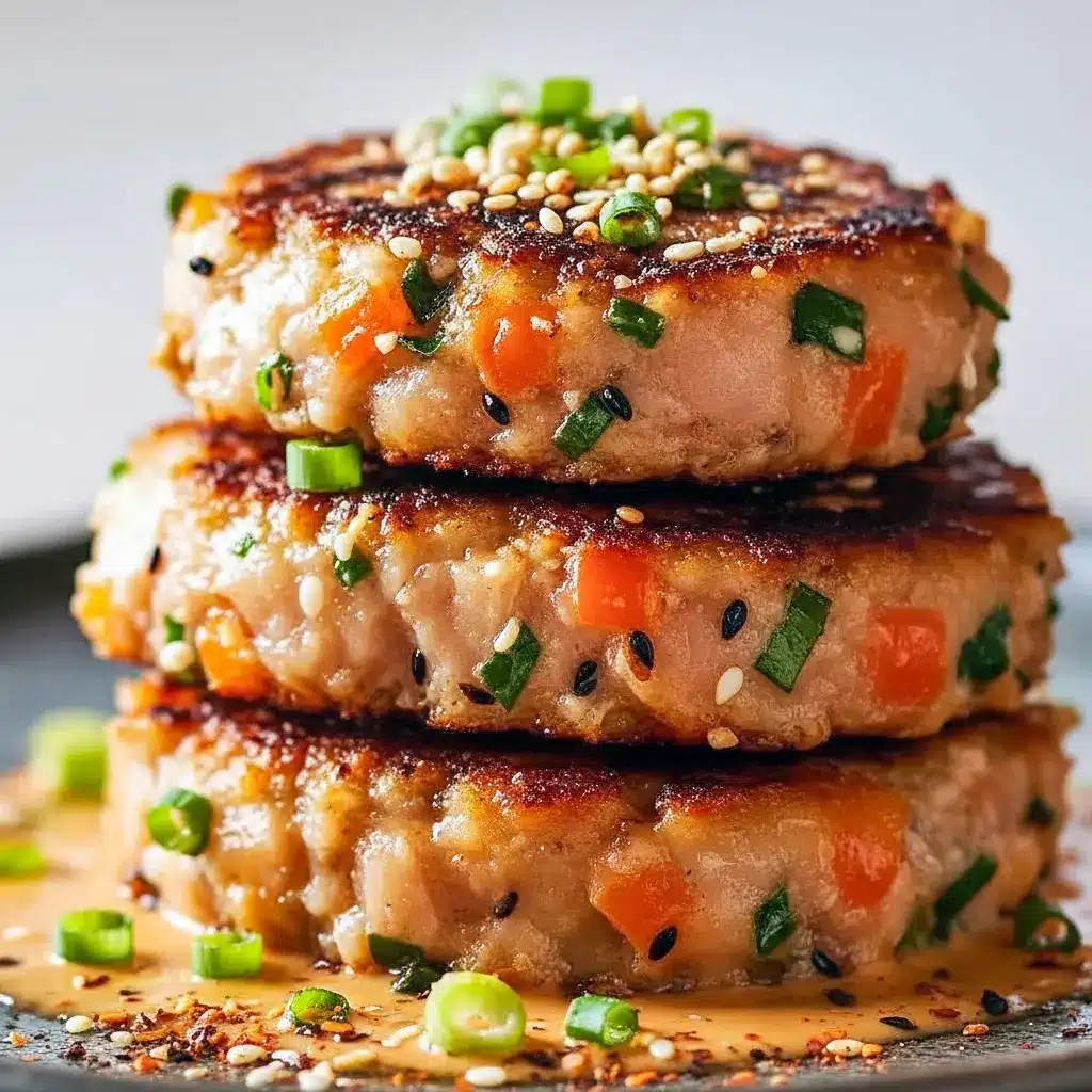 Close-up of golden tuna cakes topped with creamy sriracha-lime mayo and sliced scallions — a tasty example of Spicy Tuna Recipe Ideas and a crunchy Canned Tuna Appetizer.