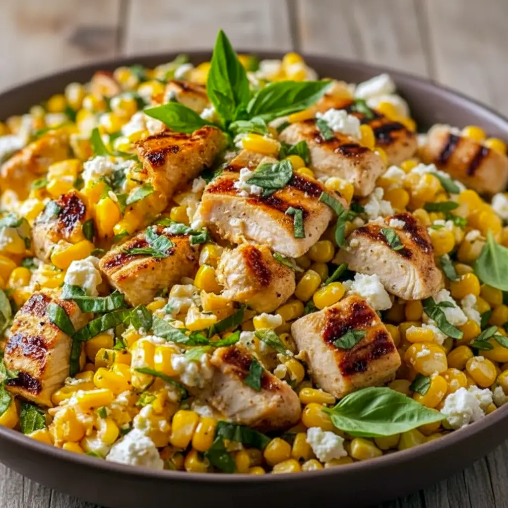 High Protein Low Calorie Meal Ideas — colorful bowl of grilled chicken, charred corn, cherry tomatoes, avocado, and Greek-yogurt dressing, styled for Protein Bowls Meal Prep.