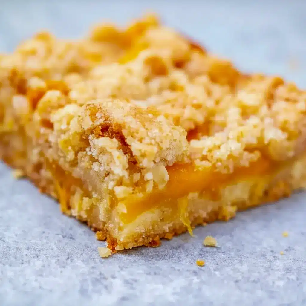 Mango Oatmeal Bars — golden oat crumble bars with bright mango filling stacked on a wire rack, ready to serve.