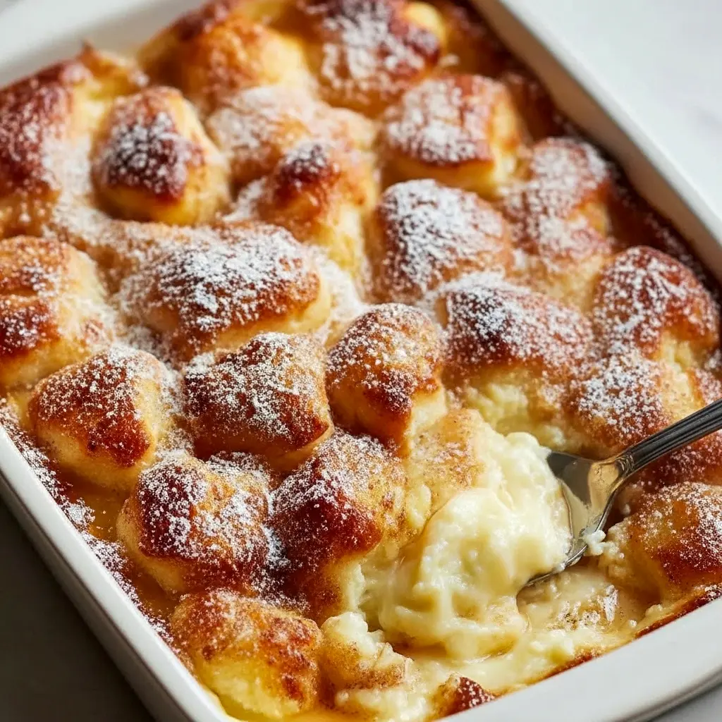 Bubbling Snickerdoodle Cobbler in a baking dish with a melting scoop of vanilla ice cream — the ultimate Movie Night Dessert.