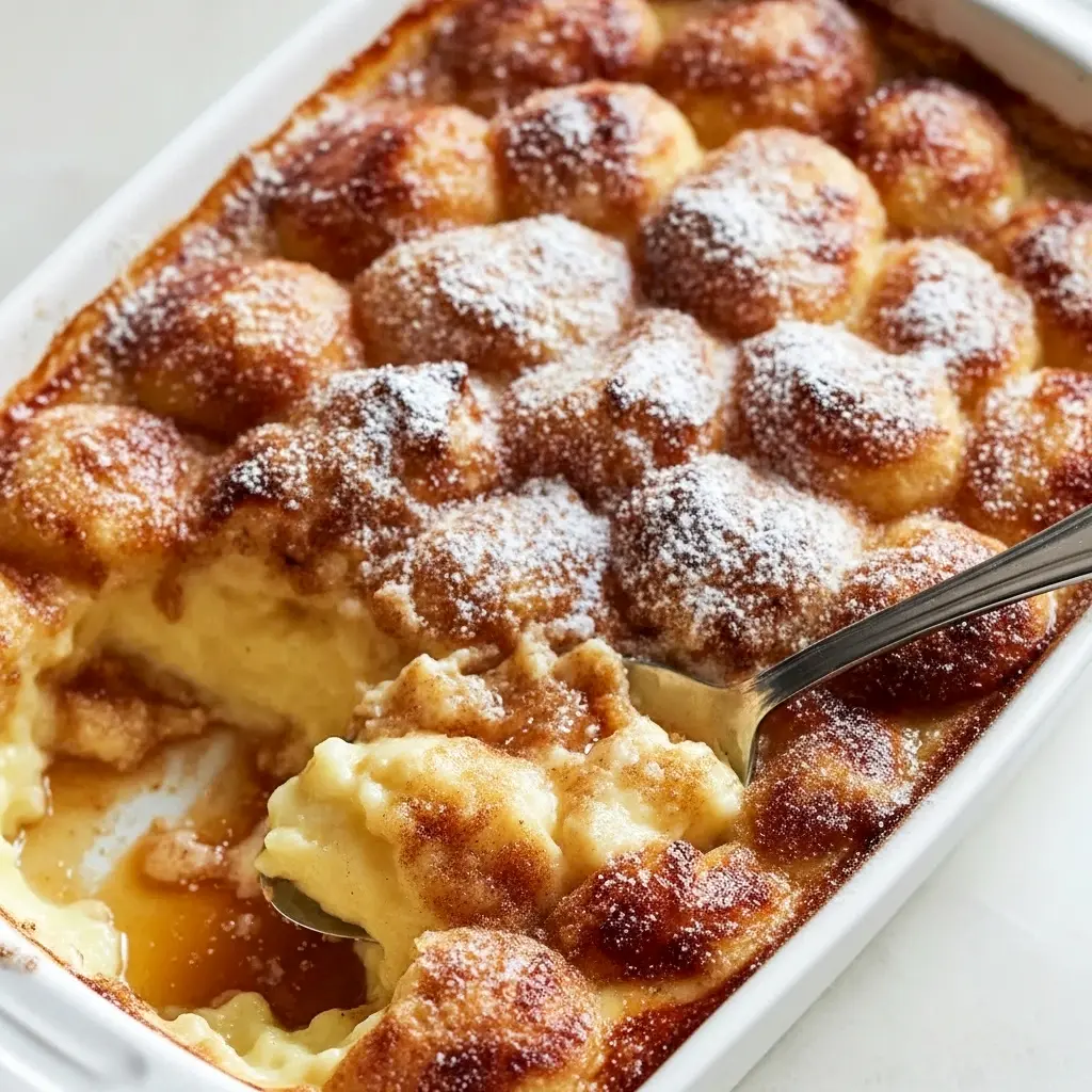 Bubbling Snickerdoodle Cobbler in a baking dish with a melting scoop of vanilla ice cream — the ultimate Movie Night Dessert.