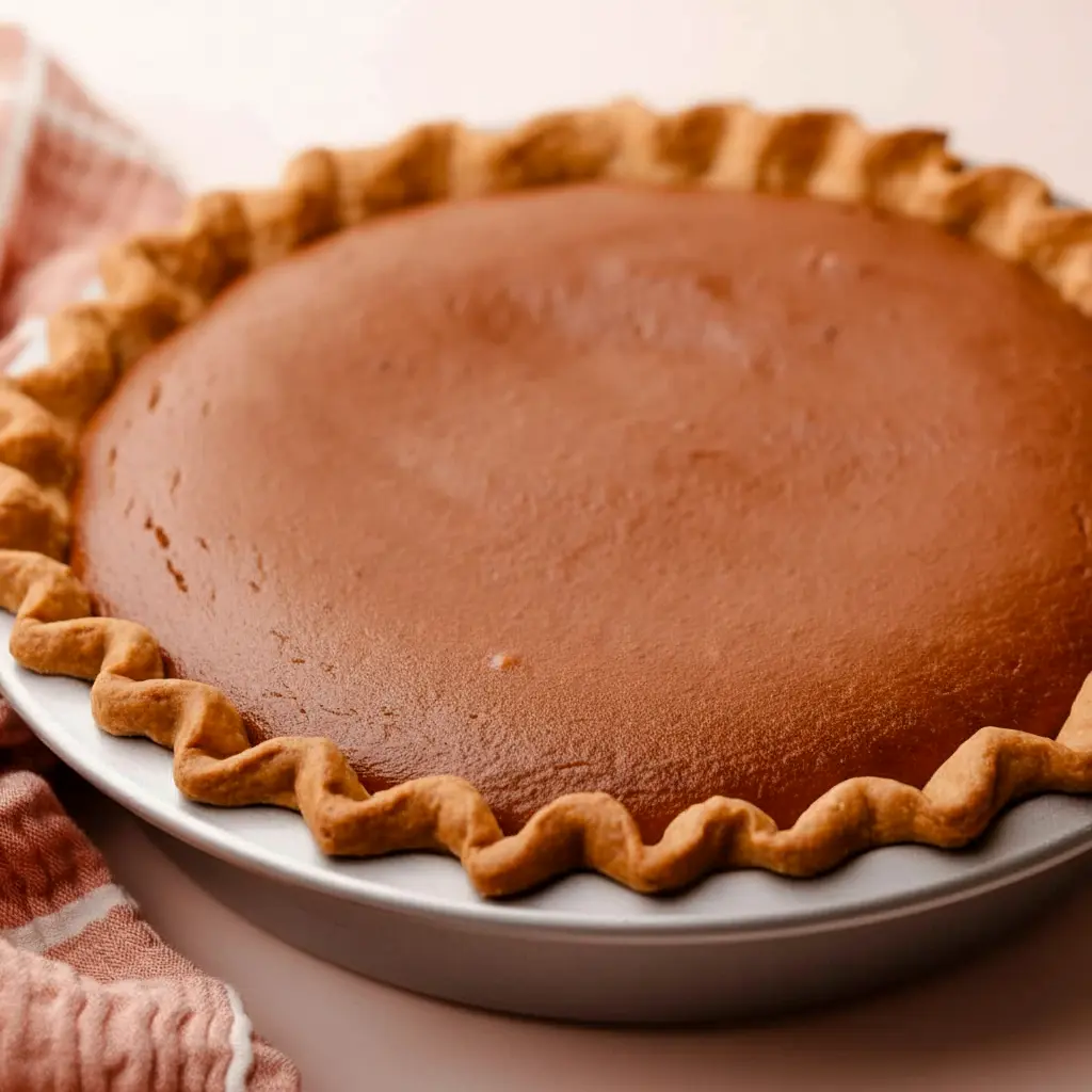 Slice of Apple Butter Pie on a plate with a dollop of maple whipped cream, showing creamy filling and a golden crust — a classic Fall Baking and Holiday Desserts favorite.