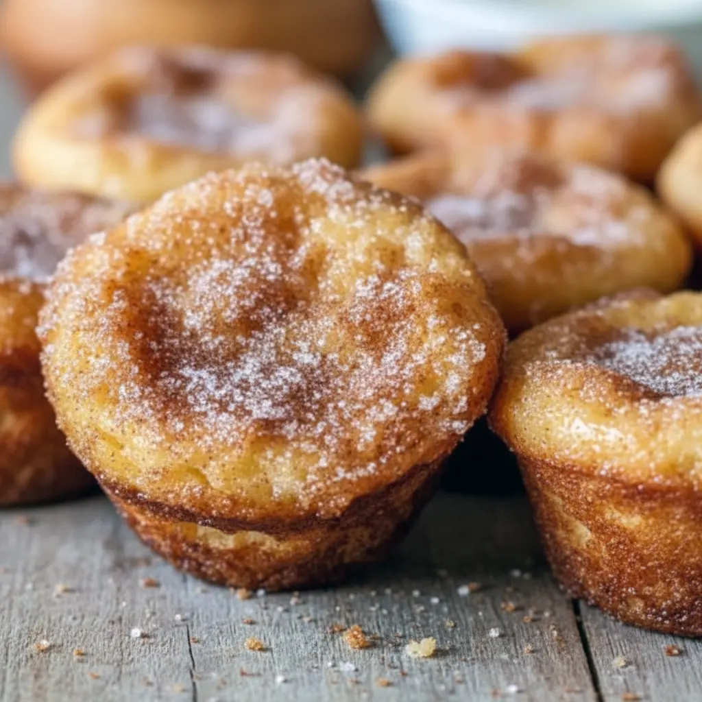 Close-up of fluffy Cinnamon-Sugar French Toast Muffins brushed with butter and sprinkled with cinnamon sugar — a handy Freezable Breakfast Recipes option for busy households.