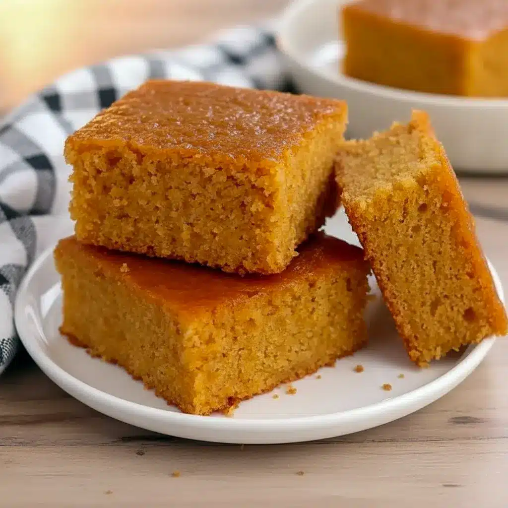 Slice of golden Sweet Potato Cornbread on a wooden board, glazed and ready — a top Quick Potato Side Dishes pick for cozy dinners.