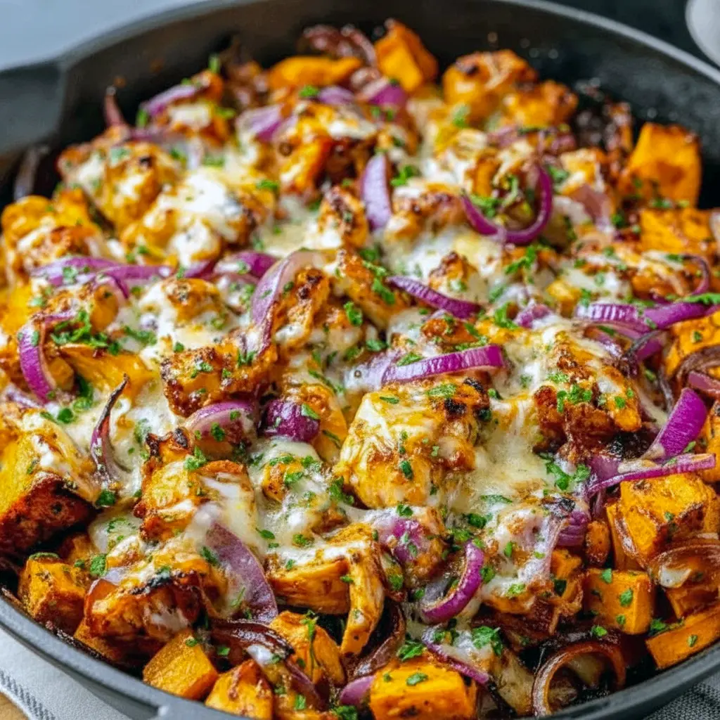 BBQ Chicken Sweet Potato Skillet served as a cozy lunch or dinner bowl, perfect for Easy To Go Dinners and busy weekday meals.