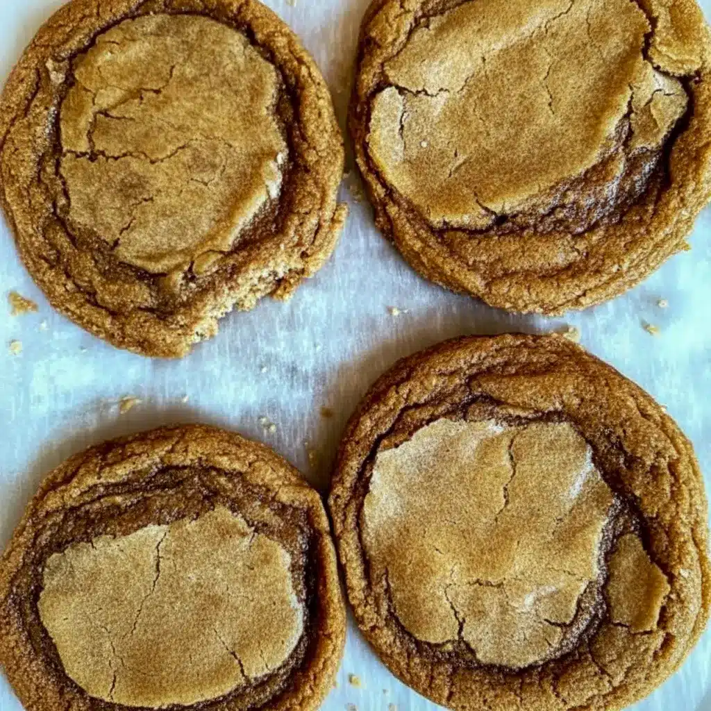 Brown Butter Cinnamon Cookies stacked on a plate with golden edges and a soft center, showing a warm homemade treat perfect for Sweet Snacks and Christmas Baking.