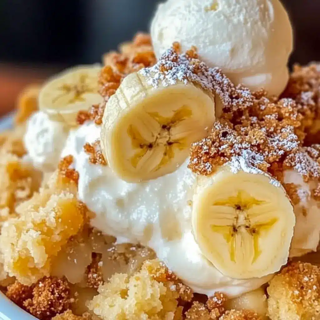 Warm Southern Banana Cobbler with a golden top and soft banana filling, perfect for an Easy Southern Banana Cobbler dessert.