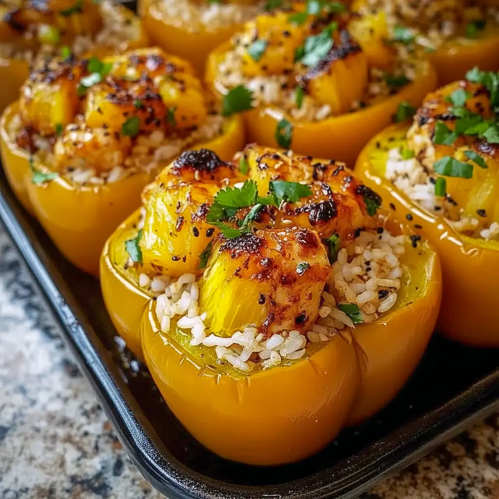 Teriyaki Pineapple Chicken and Rice Stuffed Peppers with glossy teriyaki filling, colorful vegetables, and a cozy Healthy But Good Recipes feel.
